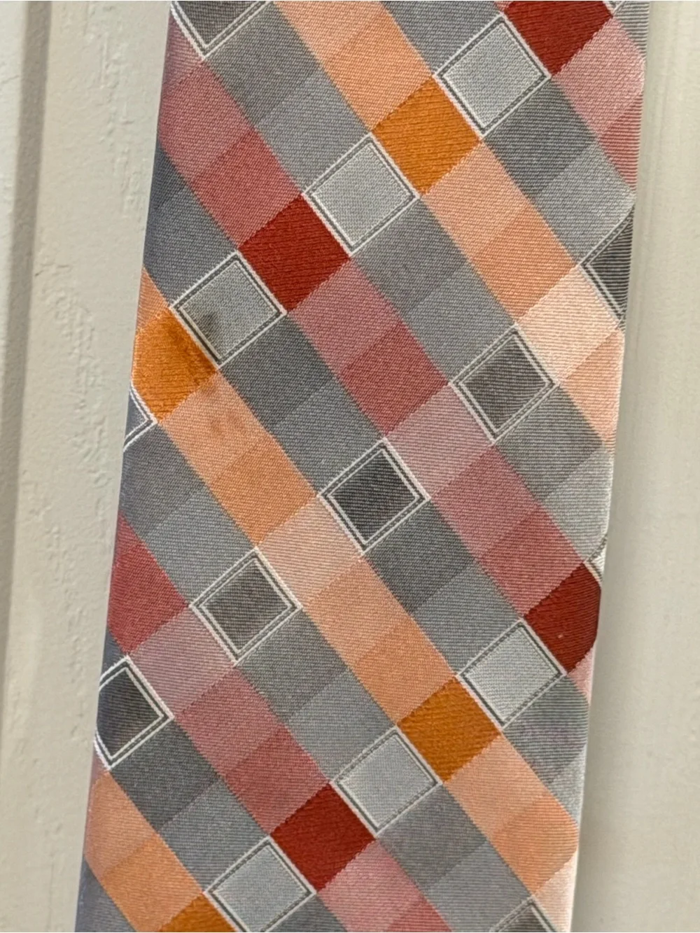 CK Calvin Klein Multi-Color Plaid Neck Tie - Pink and Orange Options